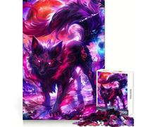 Black Fox with Red Moon Jigsaw for Teenagers 1000 Pieces Thought Training Quiet Enjoyment Snug Fit Creative Gift (50x75cm)