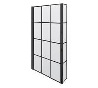 Balterley 795 x 1430mm L-Shaped Bath Shower Screen, Square Framed Shower Screens for Baths, Fixed Return Panel, 6mm Toughened Safety Bath Door Screen, 180° Pivot Reversible Door Screens (Black)