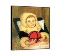 Black Frame. Famous Artist Prints, (Child with Ball) by Gabriele Münter, Landscape Canvas Prints Reproductions Poster for Home Decor 40x48cm-15.7x18.9in