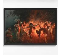Black Framed Dark Academia Wall Art Vintage Fire Dance Painting Poster For Halloween Victorian Gothic Room Wall Decor-Vintage Goth Art Canvas Prints Picture Hang To Bedroom