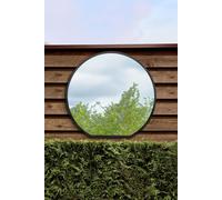 The Circulus - Black Framed Flat Bottom Circular Garden Wall Mirror - Perfect for the Mantle! 41" X 39" (105CM X 100CM)