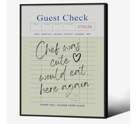 Black Framed Wall Art Posters Trendy Kitchen Guest Check Prints Chef Was Cute Would Eat Here Again Quotes for Home Dining Room Living Room Apartment Decor 12x16in