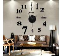 Black Frameless Diy Wall Clock With 3D Mirror Surface