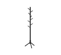 VASAGLE Standing Coat Rack, Solid Wood Coat Rack, Tree-Shaped Coat Rack with 8 Hooks, 3 Height Options, for Clothes, Hats, Bags, for Living Room, Bedroom, Home Office, Black RCR004B01