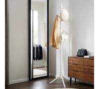 Black Free Standing Wood Coat Stand, White