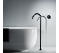 Black Freestanding Bath Tap Gooseneck Single Lever Floor Standing Bathroom Taps Height 1040mm,Black