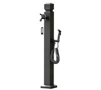 Black Freestanding Garden Water Column Faucet Hose Sprayer, Square Outdoor Water Post, Standing Outdoor Spigot Anti-Rust Floor Mounted Tap for Garden Irrigation Car Wash(Style 5,Height: 95cm/37.4in)