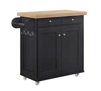LPD 2 DOOR 2 DRAWERS PORTLAND KITCHEN ISLAND - BLACK/OAK