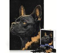 Black French Bulldog in Space Jigsaw Puzzle for Adults 1000 Pieces Thinking Skill Pleasant Downtime Neat Edges Chic Xmas Gift (38x26cm)