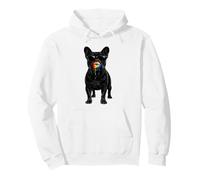 Black French Bulldog LGBTQ Pride Rainbow Kiss Design Pullover Hoodie