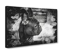 Black French Bulldog Modern CB Canvas Print | Gallery Wrapped 30mm Frame Wall Art | 24x16 inches | Ready to Hang | French Animal Picture | Living Room Bedroom Lounge Office
