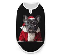 Black French Bulldog Santa Dog Shirt Sleeveless Pet Clothes Summer T-Shirts Tank Top for Small Puppy Cat