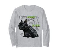 Black Frenchie Puppy Kiss Fart - Funny French Bulldog Long Sleeve T-Shirt