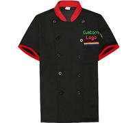Black Friday Deals Personalized Chef Jacket Custom Name Chef Coat DIY Short & Logo Sleeve Chef Jacket Classic Chef Shirt for Men Women