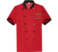 Black Friday Deals Personalized Chef Jacket Custom Name Chef Coat DIY Short & Logo Sleeve Chef Jacket Classic Chef Shirt for Men Women