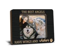 Black Fridge Magnetic Picture Frames for Cat Pet Lover Remembrance Memorial Gift for Loss of Cat Refrigerator Decor The Best Angels Have Wings And Whiskers Wooden Photo Frames 2.5x3.5 Photos - YT0212