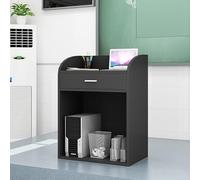 Black Front Desk Reception Counter with Lockable Drawer Modern Negotiation Table & Welcome Desk for Office Beauty Salon Reception Room - Stylish & Functional