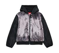 Black Front Zip Hooded Bomber Jacket - unisex - Diesel - Kids Sweatshirts - Black - 16 Y | 176 CM - Kids 16 Y | 176 CM