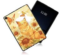 Black Frosted Case for Samsung Galaxy Tab S6 Lite 10.4 Inch 2024/2022/2020, Soft TPU Slim Shockproof Tab S6 Lite Case, Anti-Slip Rubber Matte Bumper for Samsung S6 Lite Case, Orange Cat