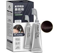 Black Fruit Dyeing Cream, Permanent Hair Dye, Natural Hair Dye, Plant Fruit Hair Dye Cream, Suitable for Men and Women (Dark Brown, 10cm)