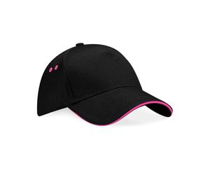 (Black/Fuchia) Beechfield Unisex Adult Ultimate Sandwich Peak Cap