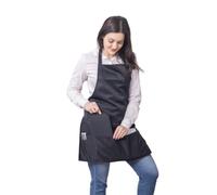 Black Full Length Clip-on Bib Apron with 5 Pockets and Zipper Pouch,Easy to Clean,Great for Servers, Cooking, Kitchen, Cleaning, Teacher, Arts & Crafts, Black, One size fits most