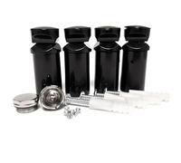 Black Full Set of Universal Brackets for Heated Towel Rail Radiator Flat or Curved with Plugs - ABS Plastic