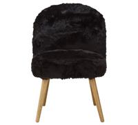 Black Fur Effect Chair, Backrest Indoor Chair, Easy to Clean Small Lounge Chair