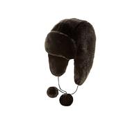 Black Furry Super Soft Ushanka Trapper Style hat - Size 57cm (Small/Medium)