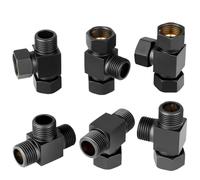 Black G1/2 Brass Three-Way Splitter Live Connection Faucet Three-Way Splitter One-in-Two-Out Joint Water Pipe Fittings(F)