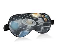 Black Galaxy Solar System Breathable Sleeping Eyes Mask, Cool Feeling Eye Sleep Cover for Summer Rest, Elastic Contoured Blindfold for Women & Men Travel