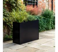 Nicoman Metal Trough Planter, Indoor & Outdoor, 90x30x82cm, Matte Black, Galvanized Steel, Weather-Resistant, Rectangular, Freestanding Garden Planter