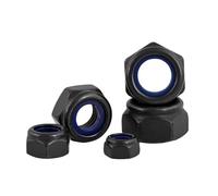 Black Galvanized 304 Stainless Steel Nylon Self-lock Hex Nuts Locknut DIN985 M2 M2.5 M3 M4 M5 M6 M8 M10 M12 M14 M16 M18 M2(M18 x2pc)