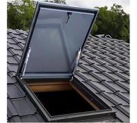 Black Galvanized Metal Attic Access Hatch Rainproof Roof Vent Escape Hatch with Gas Shock Strut & Handle for Basement Cellar Stairs Outlet Cover Plate