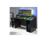 Black Gaming Desk 2 Shelves with Colour Changing LED - Tezaur