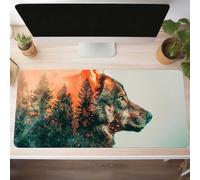 Black Gaming Mouse Mat Wolf Large Mouse Pad 80 x 40cm XXL Mousepad Desk Mat Improved Precision and Speed Rubber Base for Stable Grip on Smooth Surfaces Table Pad PjY5509 M-H