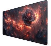 Black Gaming Mouse Pad Rose Large Mouse Mat Comfortable Mousepad with Smooth Cloth Surface, Textured Wear Resistant, Improved Precision and Speed, Mousemat 1000x500x3mm Desk Accessories for Men K7-598