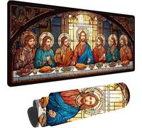 Black Gaming Mouse Pad The Last Supper Large Mouse Mat 800x300x3 mm with Stitched Edges, Extended XXL Gaming Mousepad Waterproof Soft Cloth, Desk Mat with Anti Slip Base for Desk Keyboard Decor w-3500