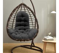 (Black) Garden Hanging Egg Chair Thick Cushion Swing Chair Pad