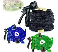 Black Garden Hose Pipes Expandable 100FT with 7 Adjustable Sprayer Nozzle and 3/4" Brass Fittings, No Leak Garden Water Hose Spray Gun for Car & Pet Washing/Watering Lawn and Garden/Sidewalk Cleaning