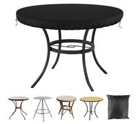 Black Garden Table Cover Round, Waterproof Furniture Cover, 210D Oxford Fabric Table Top Cover, Windproof Wipe Clean Protection Cover for Outdoor and Indoor Use (78 * 10CM)