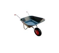 Black Garden Wheelbarrow, 140L Capacity, Pneumatic Rubber Tyres, Black Plastic Tray Heavy Duty Frame Trolley Cart