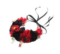 Black Garland Headpiece for Halloween Photography Adjustable Fit | Silk Cloth, Foam and Iron Construction, Eye Catching Style, for Women and Bridesmaids