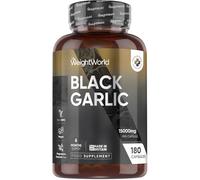 Black Garlic Capsules 6 Months Supply 180 Capsules 15000mg Black Garlic Extract per Capsule (100:1) 1 Capsule a Day Vegan, Non-GMO & Magnesium Stearate Free Made in Britain