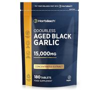Black Garlic Tablets 15,000mg | 180 Count | High Strength Odourless Concentrated Extract (100:1) | Aged Black Garlic Vegan Supplement | by Horbaach