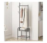 Black Garment Rack with Shoe Bench & Storage Shelf 2-Tier Coat Stand for Entryway Metal Frame Stylish & Functional 50x33x188cm Space-Saving