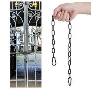 Black Gate Chain Metal, 20" Stainless Steel Link Chain Lock, Link and Lock Both-Ended Carabiners for Outdoor Fences Pet Cages Horse Goat Cow Corral Supplies