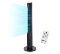 GEEPAS 46" Tower Fan with Remote Control | Bladeless Oscillating Cooling Digital Touch Display, 3 Speed Levels 4 Wind Modes With 12H Timer | Electric Standing Air Circulator for Home Office, 45W Black
