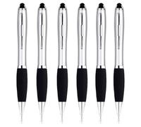 Black Gel Ink Pens 0.7mm Medium Point with Capacitive Touch for Adult Soft Feel Smooth Retractable Quick Dry Liquid Inks Broad Rollerball Pen for Writing Note School Office Supply Box of 6