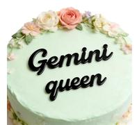 Black Gemini Queen Cake Topper - Acrylic Zodiac Constellation Birthday Cake Decoration for Gemini Season, Horoscope Astrology Cake Charm Party Supplies for Women